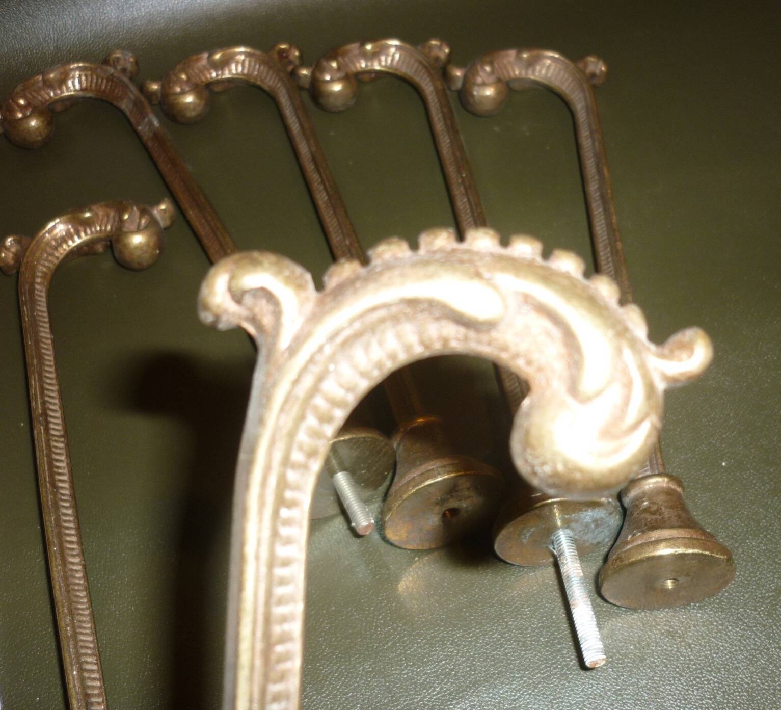 Pairs of 2 old brass tieback hooks