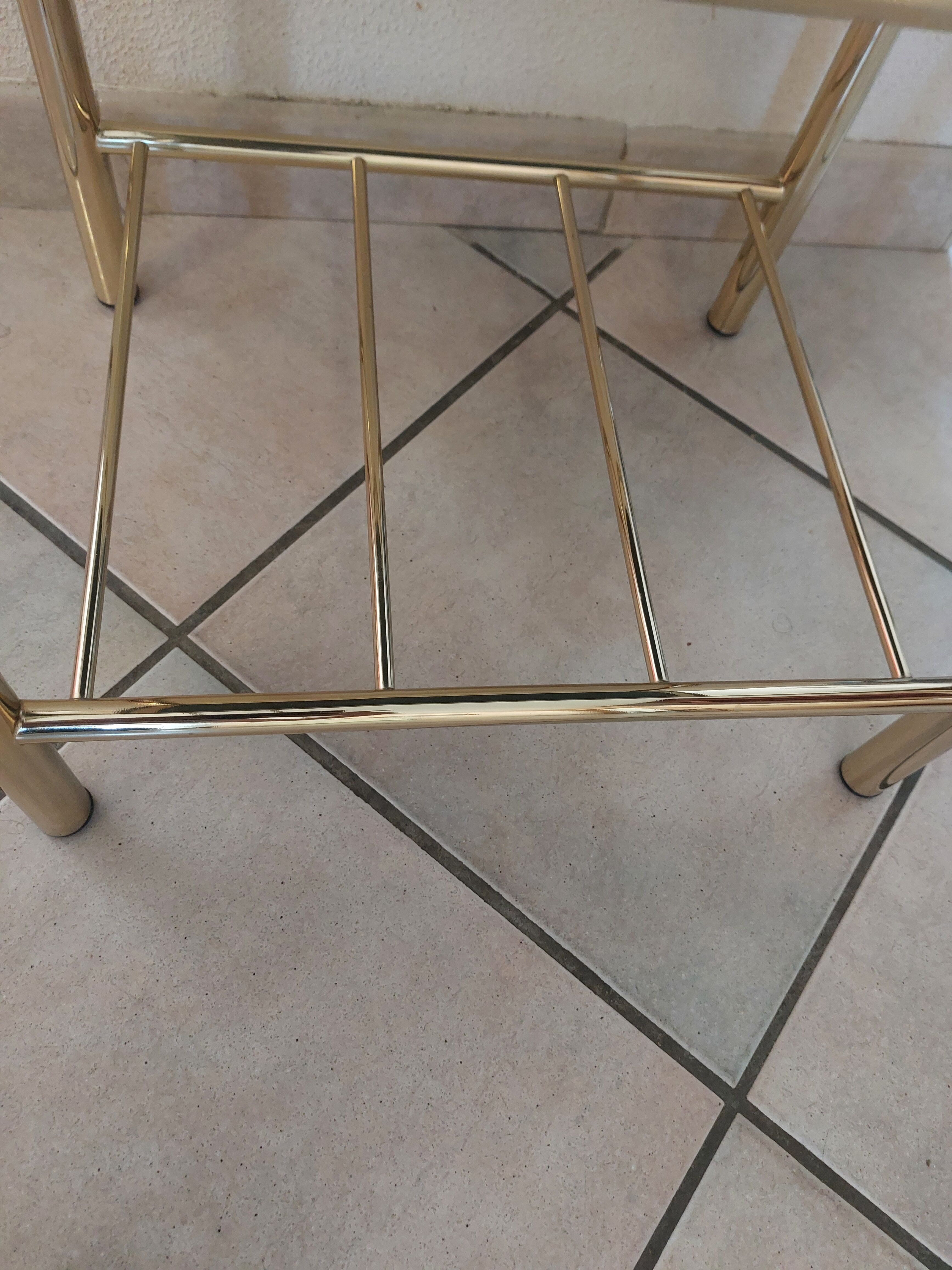 Brass and smoked glass table