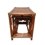 Boho Chic Style Bamboo and Wicker Nesting Tables
