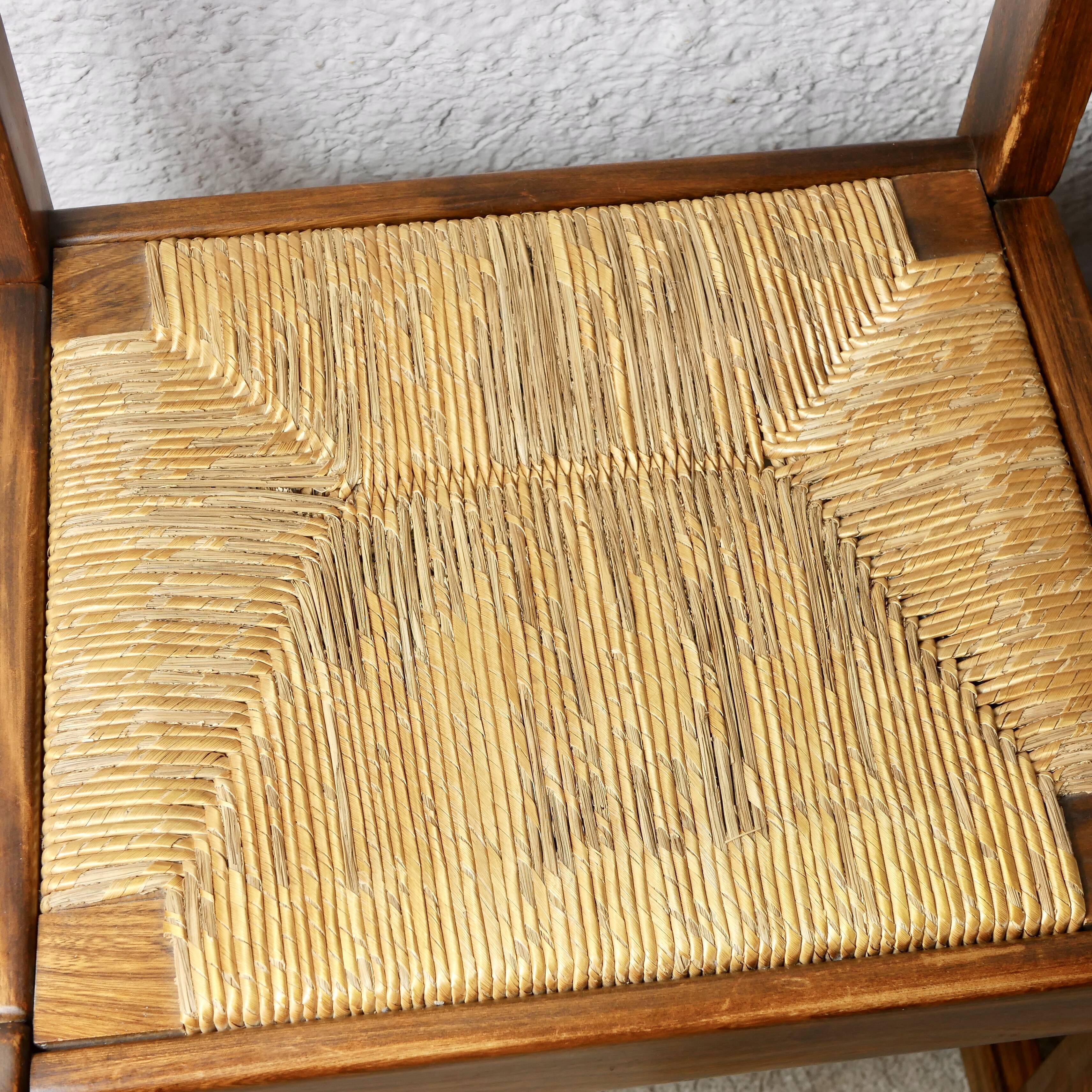 Series of 6 chairs in elm and rope Maison Regain