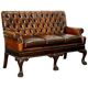 Chesterfield leather canapé in Georgian style with lion paw carved feet.