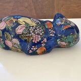 Vintage ceramic cat with fruit decoration