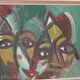 Original Swedish Oil on Canvas “Faces” by Eyvind Olesen Vintage & Framed