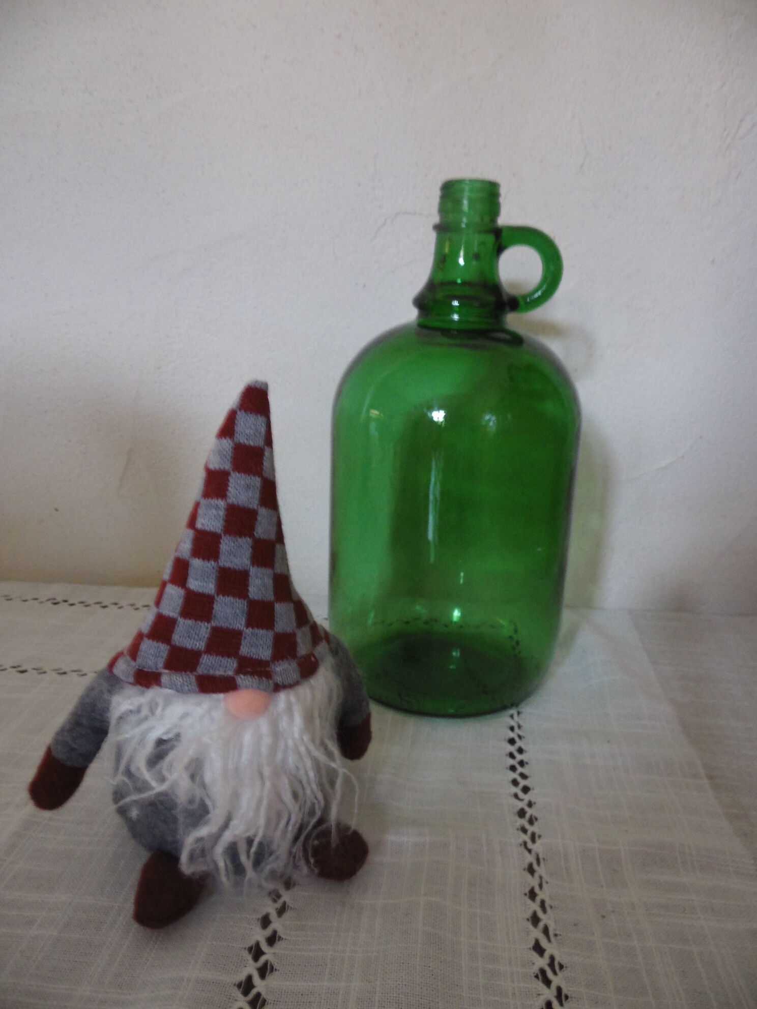 Cylinder glass handle a transparent color dark green
