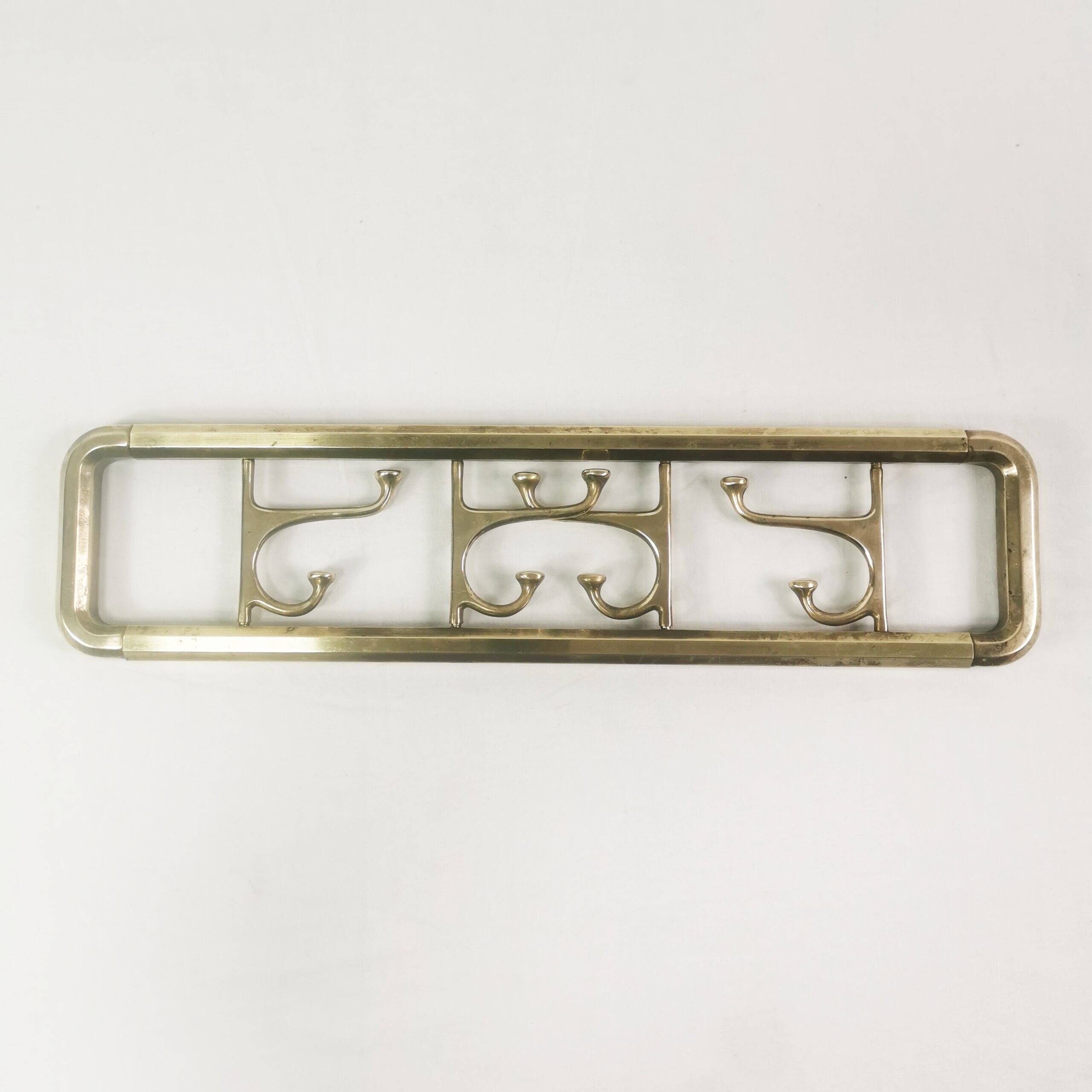 Art Deco brass wall hanger, Austria, 1940s.