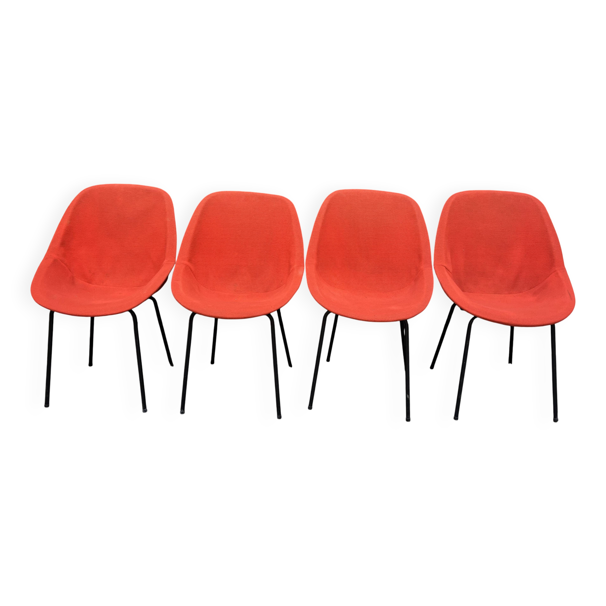 Set of 4 Geniève chairs by Dangles and Christian Defrance 1950