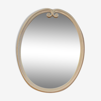 Miroir ovale en métal émaillé vintage