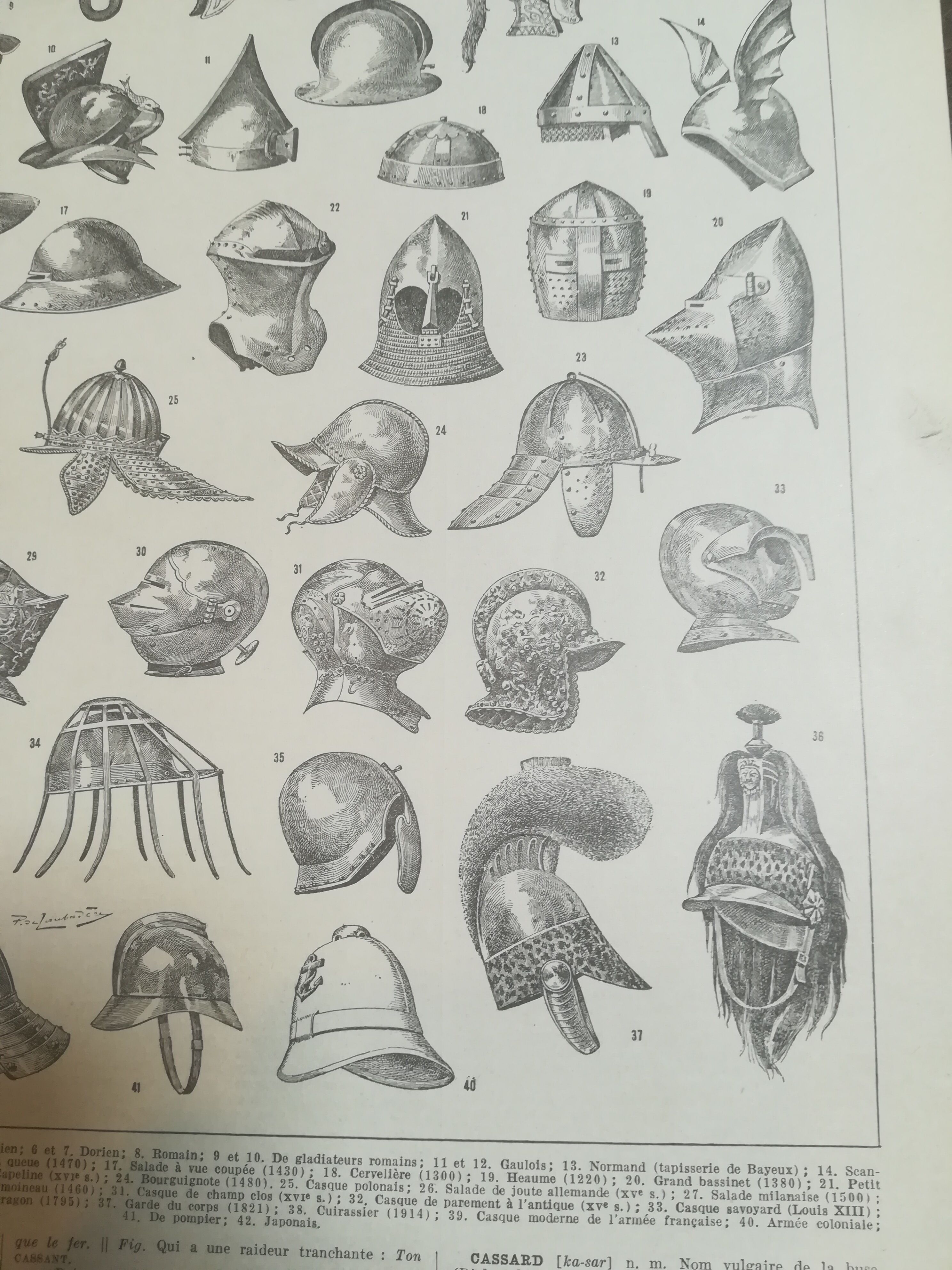 Lithograph on helmets from 1928