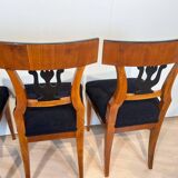 German Biedermeier Chairs in Cherry Veneer, 1830, Set of 4