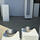 Duo of gray Indonesian ceramic bowls or salad bowls