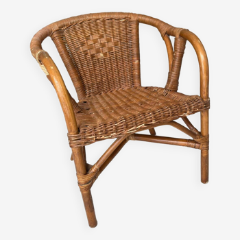 Vintage rattan and bamboo children's chair