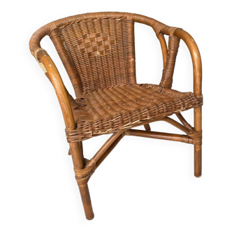 Chaise enfant en rotin et bambou Vintage