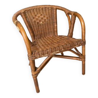 Vintage rattan and bamboo children's chair