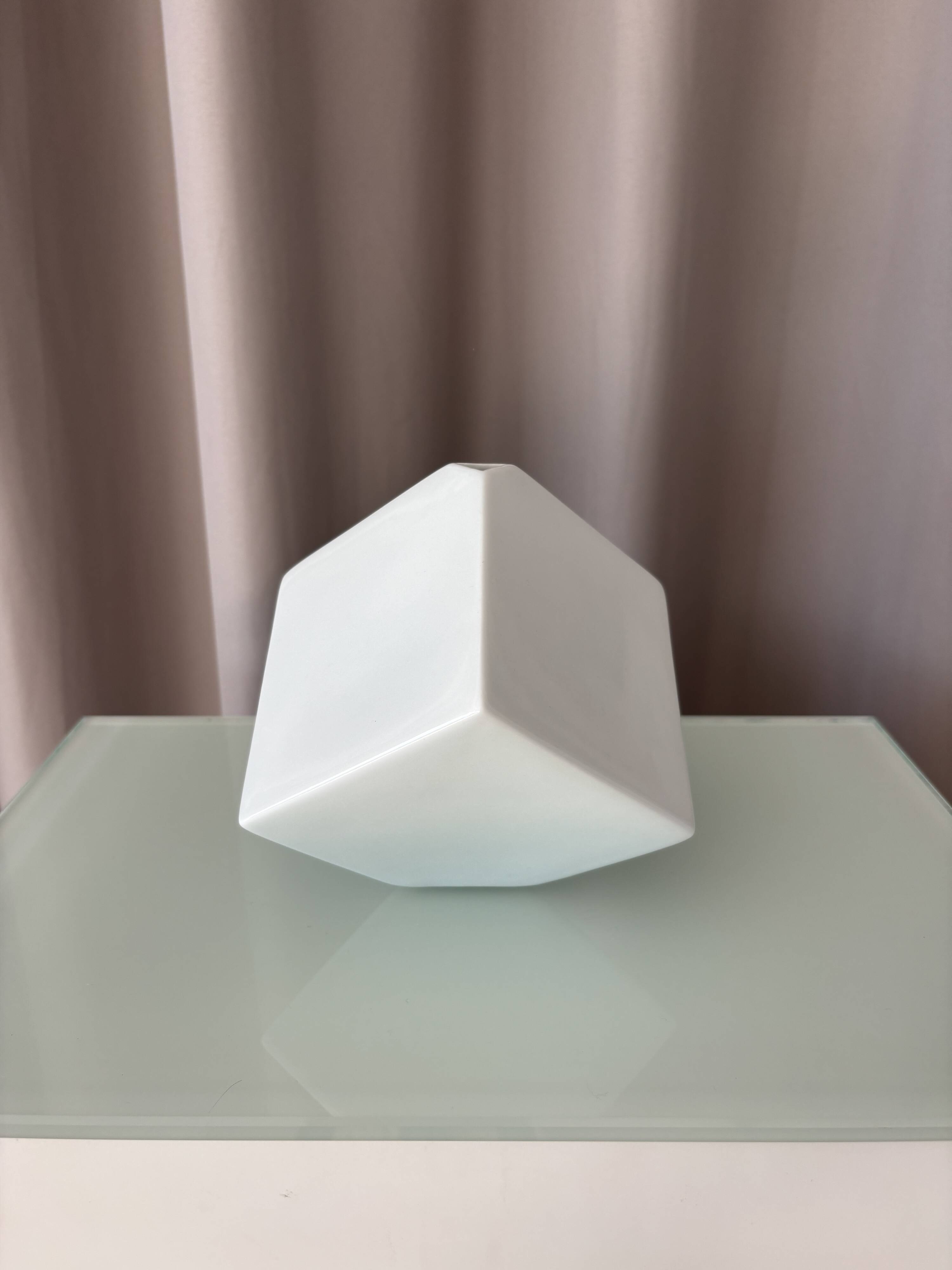 Vintage Jingdezhen Porcelain Bud Vase | White Geometric Minimalist Vase