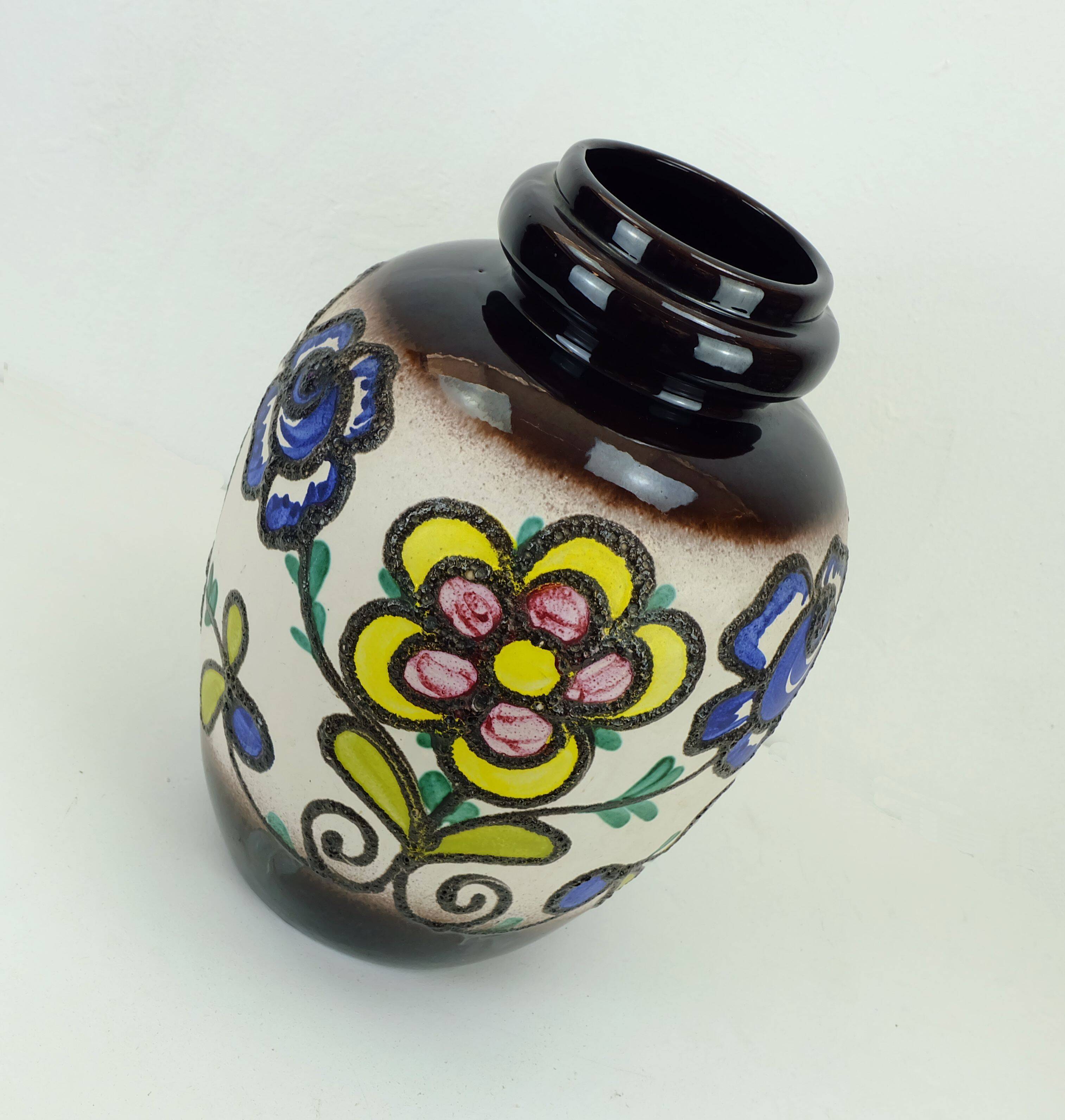 huge scheurich  FLOORVASE colorful fat lava flower decor model 286-42