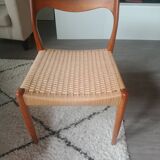 4 chaises en teck et corde par Harry Ostergaard pour Randers Mobelfabrik