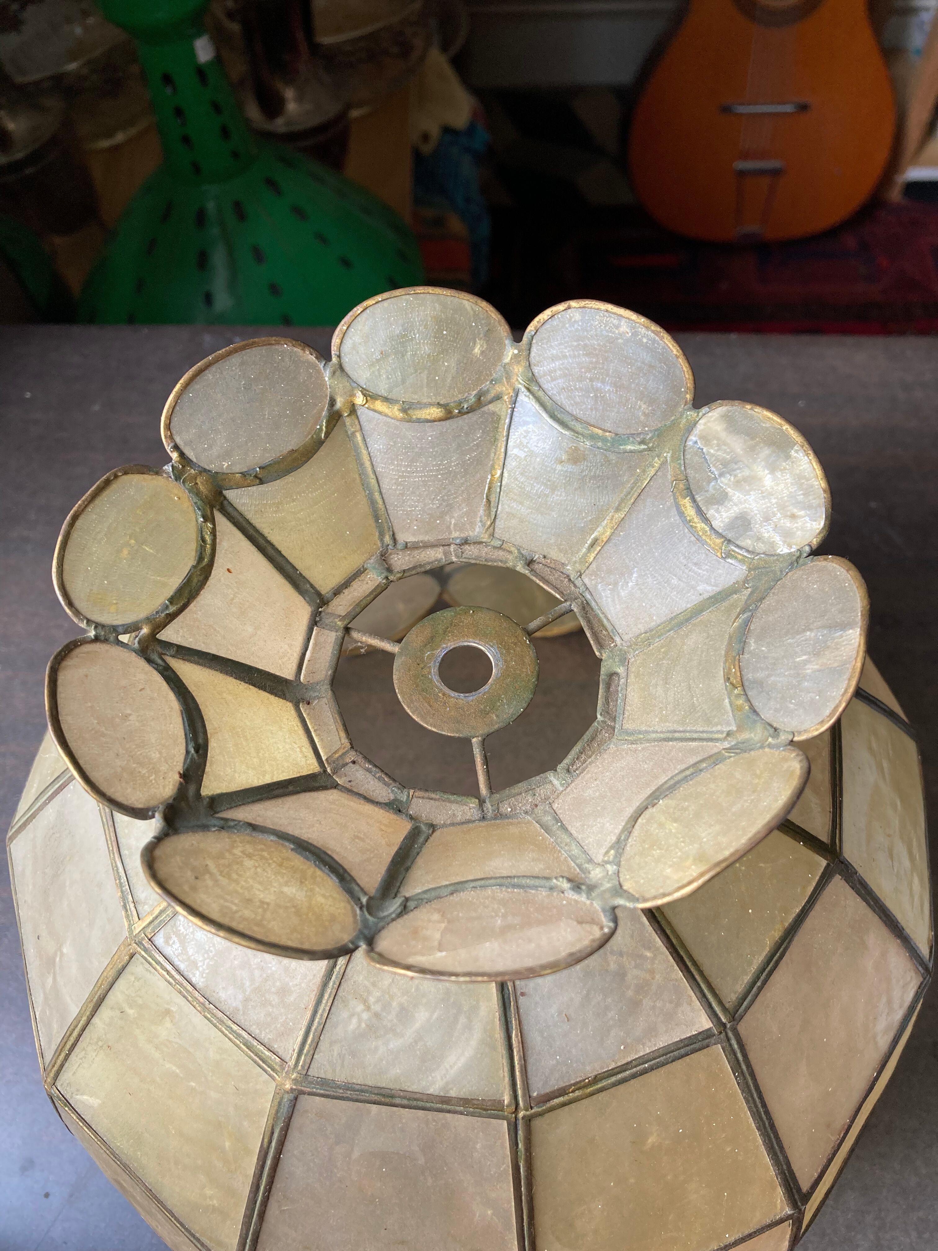 Mother-of-pearl and brass pendant lamp 1960