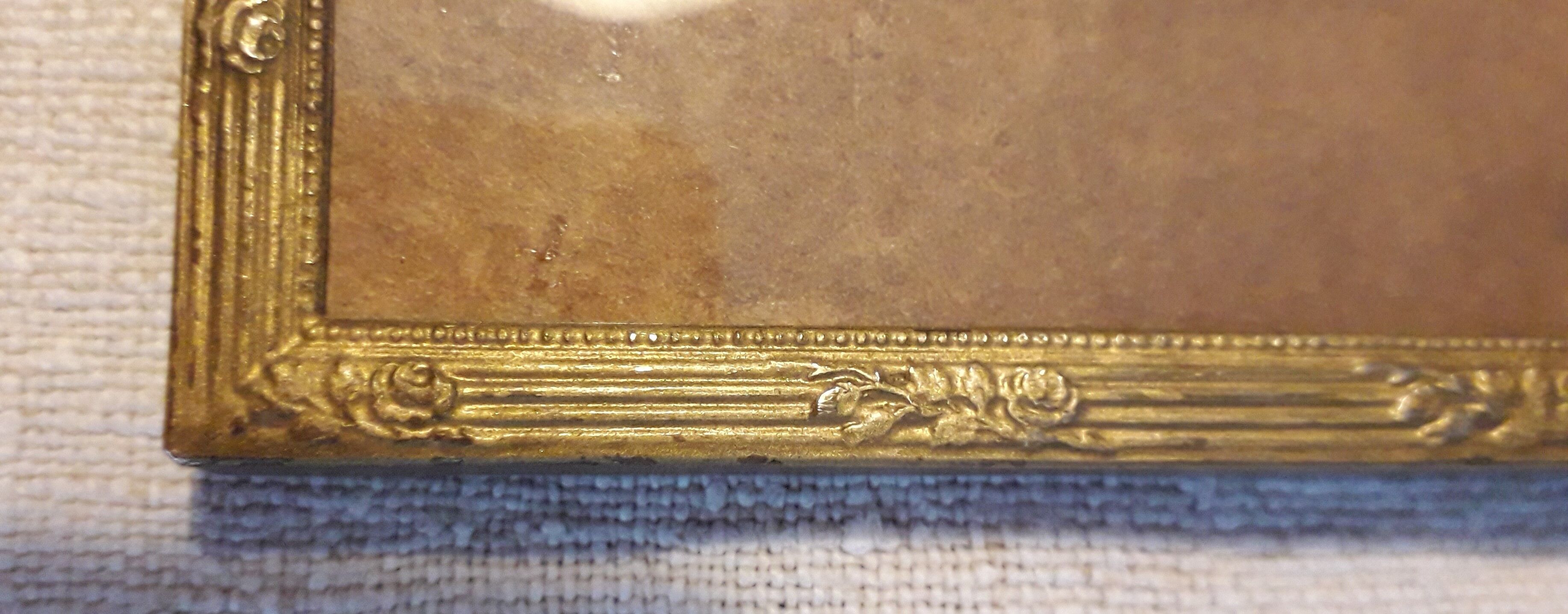 Mirror frame golden brass, Napoleon III 19x28cm