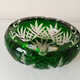 Green and transparent bohemian crystal ashtray