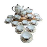 Art Deco coffee service Limoges Unique signed Pailles – 27 pieces in iridescent porcelain