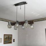 Vintage brown glass ceiling light in Kalmar style, 1960s, large diameter 75 cm.