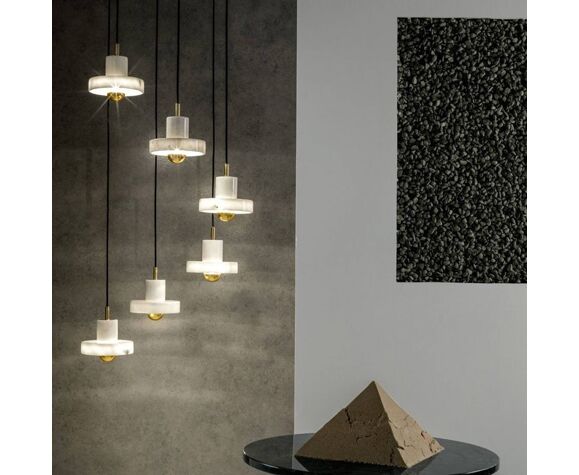 Hanging luminaire Tom Dixon marble and gilded | Selency