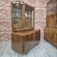 Restored Art Deco Walnut Display Cabinet with Engraved Glass Slats - 1930s