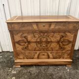 French Louis Philippe Chest of Drawers, Late 19th Century, Burr Walnut