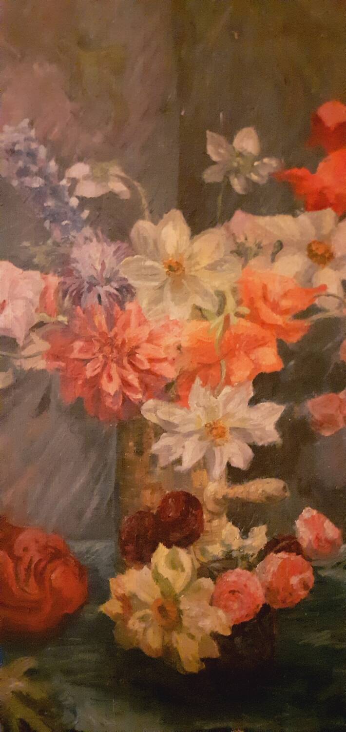 Painting, oil on canvas 1900 bouquet of flowers