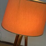 Tripod floor lamp in wood and adjustable brass