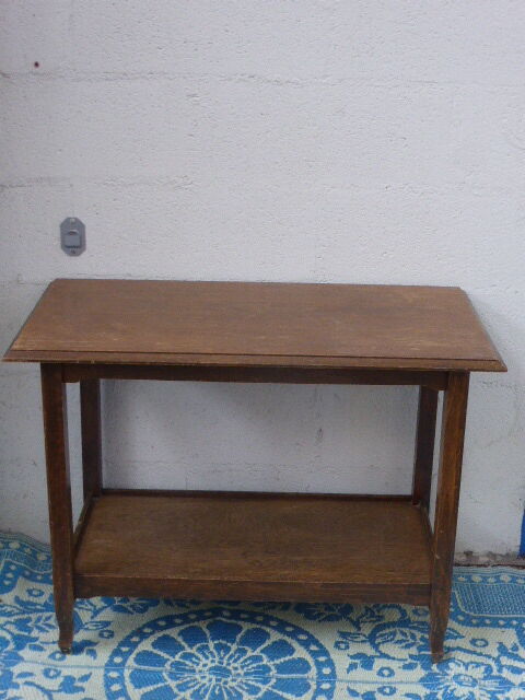 Side table, serving double tray, wood varnish, elegant and vintage