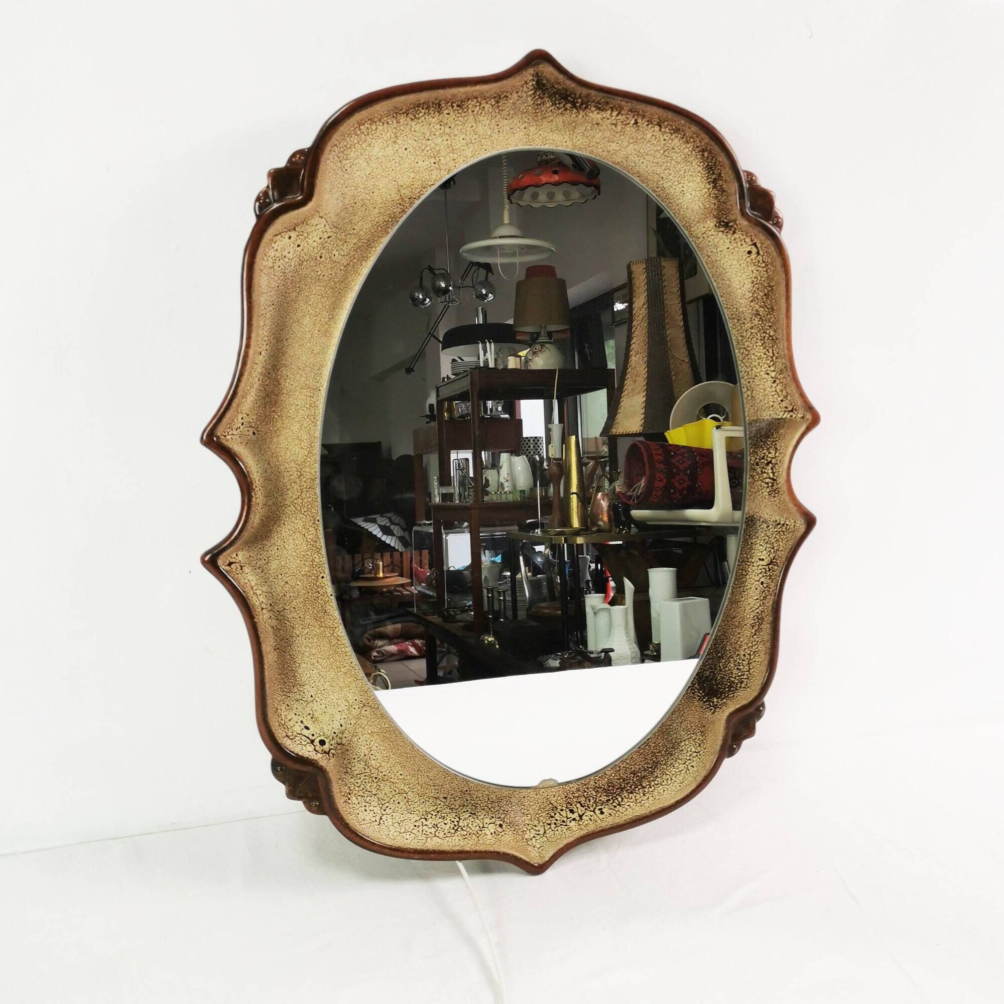 Mid-century ceramic mirror, Pan Keramik, 1970s