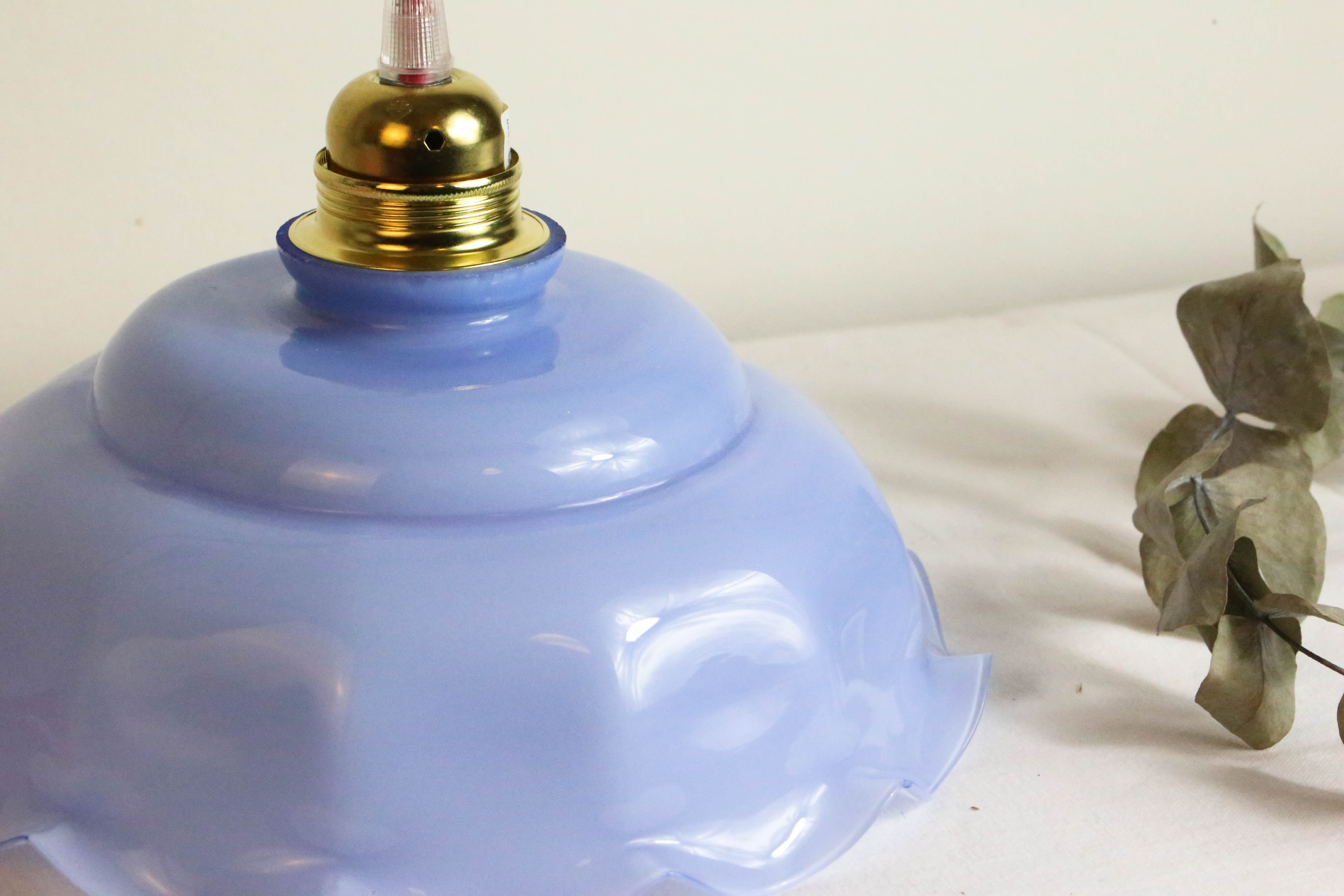 Blue glass pendant lamp, vintage