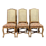 Set of 6 Louis XV chairs with high backs in whitewashed wood circa 1900