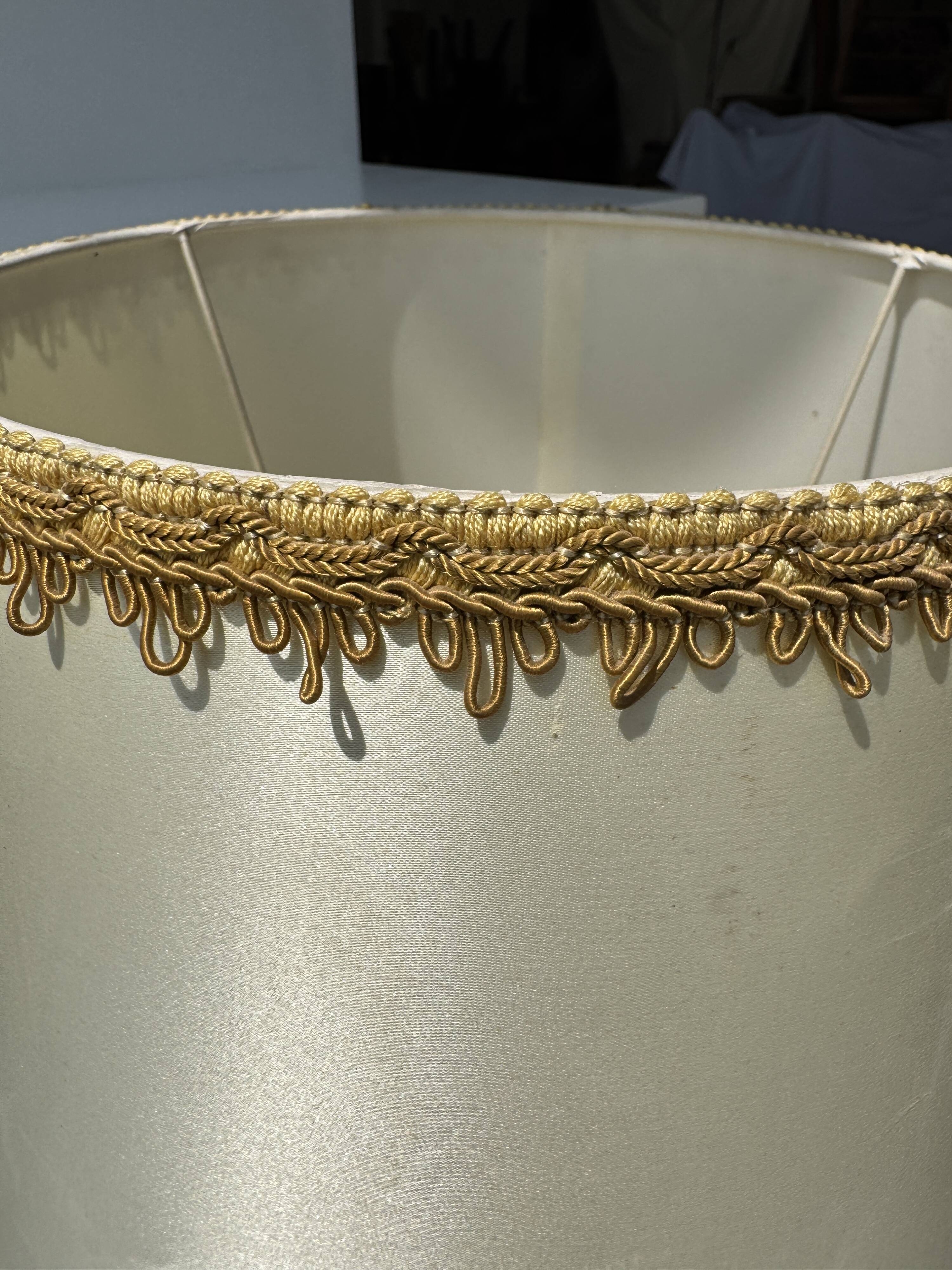 Small classic gold brass lamp with cream shade H48