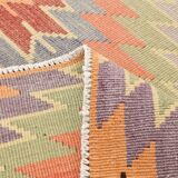 6x10 Green & Light Orange Tribal Large Kilim Area Rug, 176x301Cm