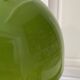 Vintage half globe pendant light in green opaline, imitation teak elements, 50s/60s