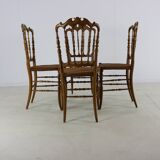 Set of four original italian design dining chairs by Descalzi for Chiavari