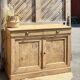 Old buffet with 2 drawers in raw solid wood, country chic.