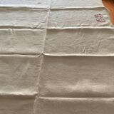 Antique natural linen sheet with OG monogram