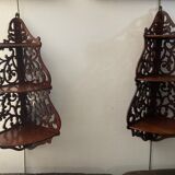 Pair of corner shelf XIX in openwork mahogany napoleon III