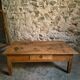 Antique cherry coffee table, rustic farmhouse table with drawer, circa 1750–1800.