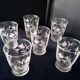 6 vintage table glasses in goblet shape with engraved decor