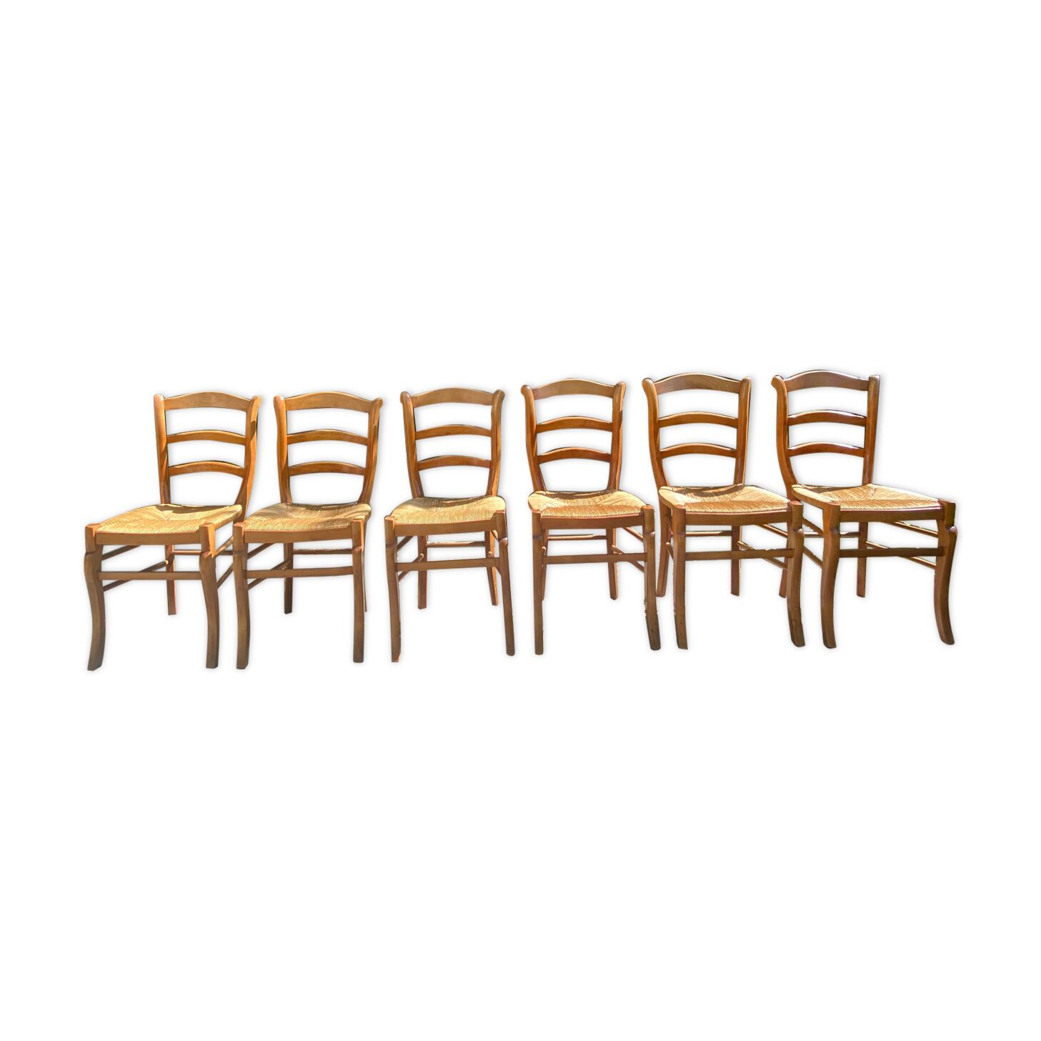 Set de 6 chaises en paille
