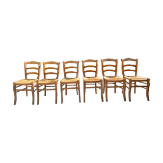 Set of 6 straw chairs