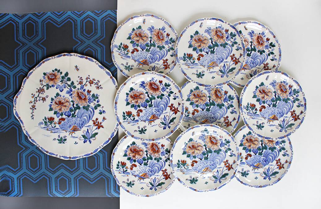 Gien tableware service with Rooster decoration.