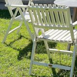 Pair of vintage wooden garden armchairs by r.gleizes