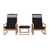 Børge Mogensen Sled Chairs BM-2254 and Stool 1960s