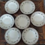 Set of 13 antique Terre de Fer HB & Cie plates – Round bird decoration