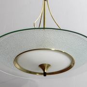 Fontana Arte Style Mid-Century Italian Glass and Brass Chandelier 40s
